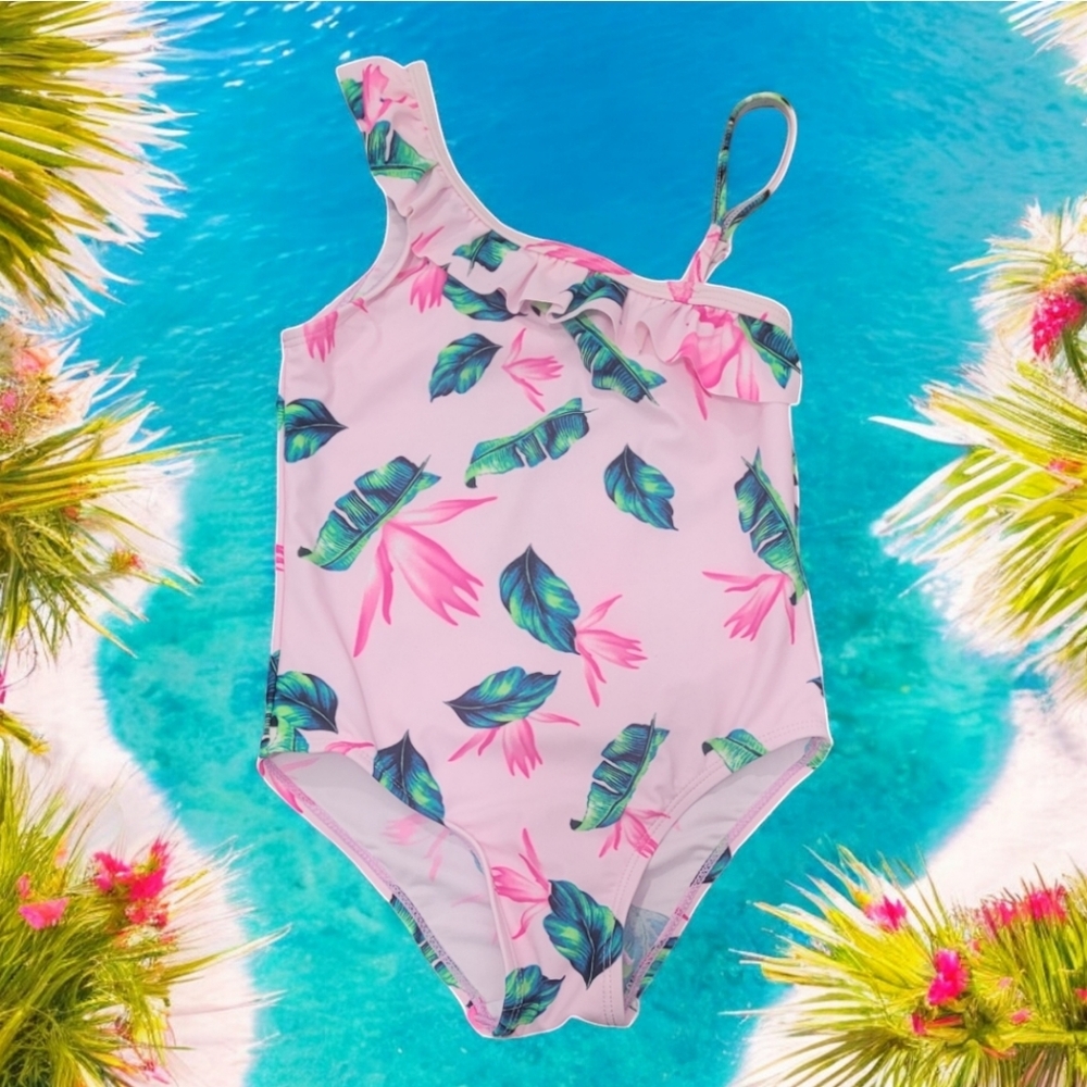 Young Dimensions Girls Tropical Theme One-piece Swimsuit